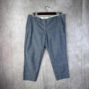 J.Crew City Fit Chambray Crop Pants Size 14 Linen Cotton Blend Blue Trousers